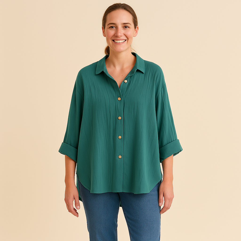 Textured Button-Up Shirt for Women