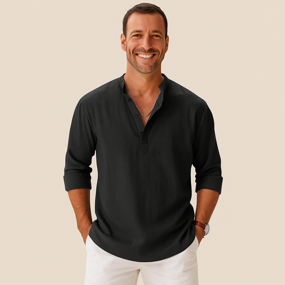 Textured Henley Shirt for Men