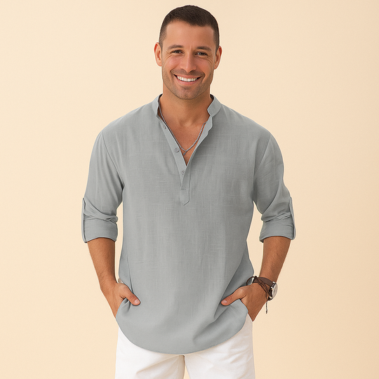 Textured Henley Shirt for Men