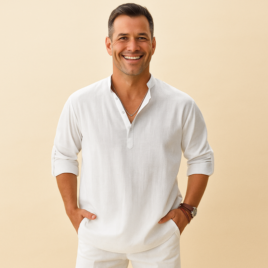 Textured Henley Shirt for Men