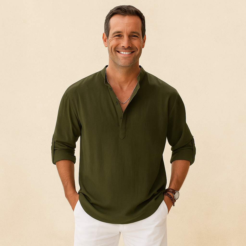 Textured Henley Shirt for Men