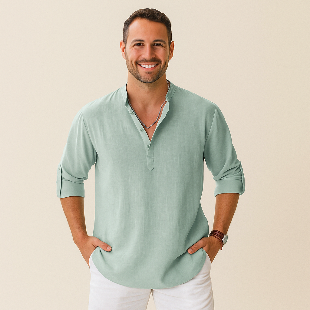 Textured Henley Shirt for Men