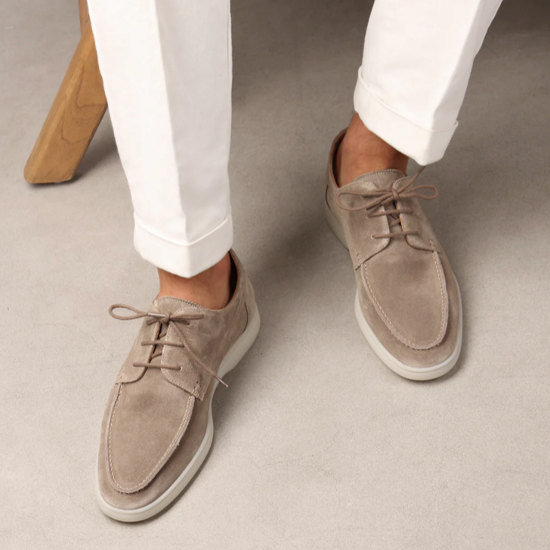 Textured Lace-Up Loafer Shoes with Rubber Sole – Men’s Style