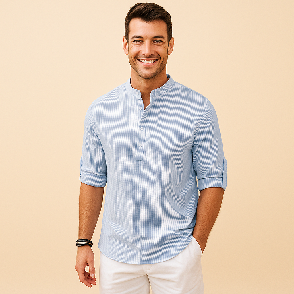 Textured Long-Sleeve Shirt for Men