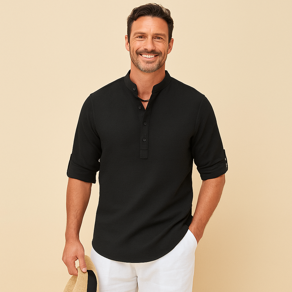Textured Long-Sleeve Shirt for Men