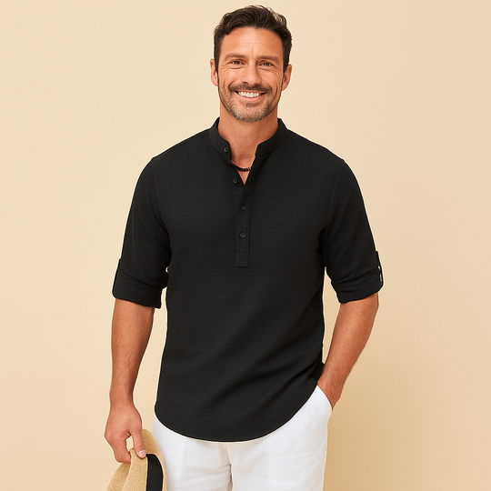 Textured Long-Sleeve Shirt for Men