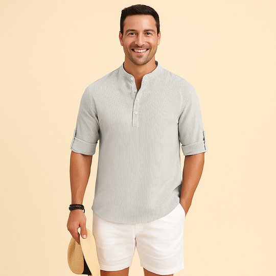 Textured Long-Sleeve Shirt for Men