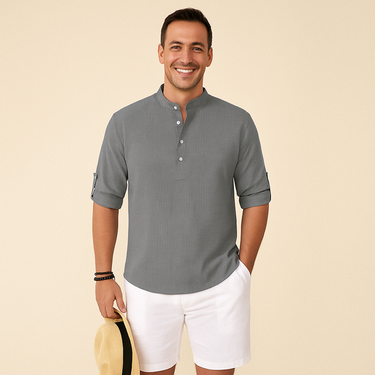 Textured Long-Sleeve Shirt for Men