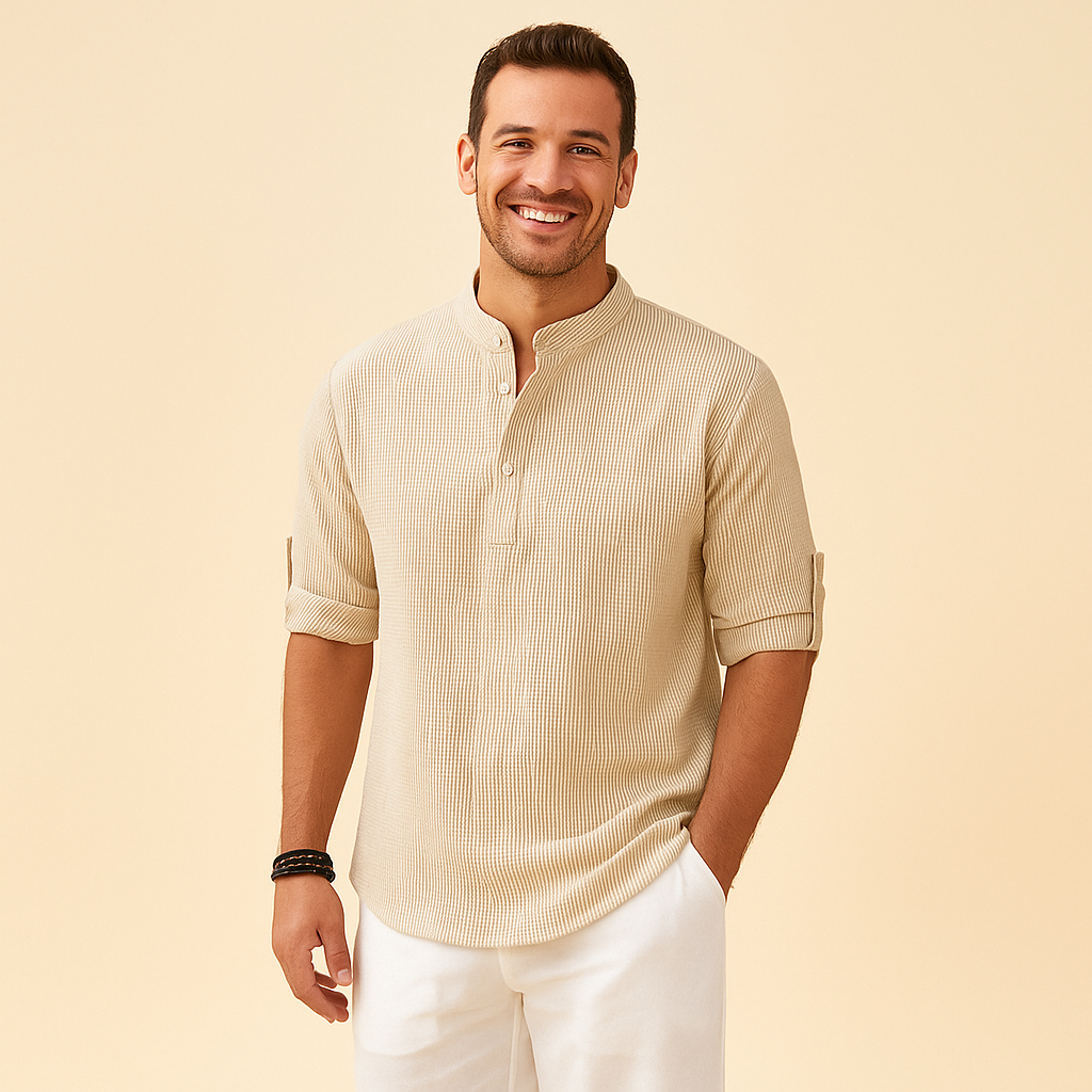 Textured Long-Sleeve Shirt for Men
