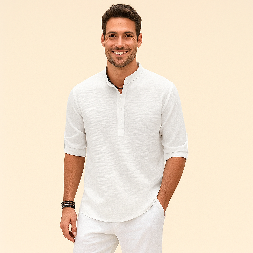 Textured Long-Sleeve Shirt for Men