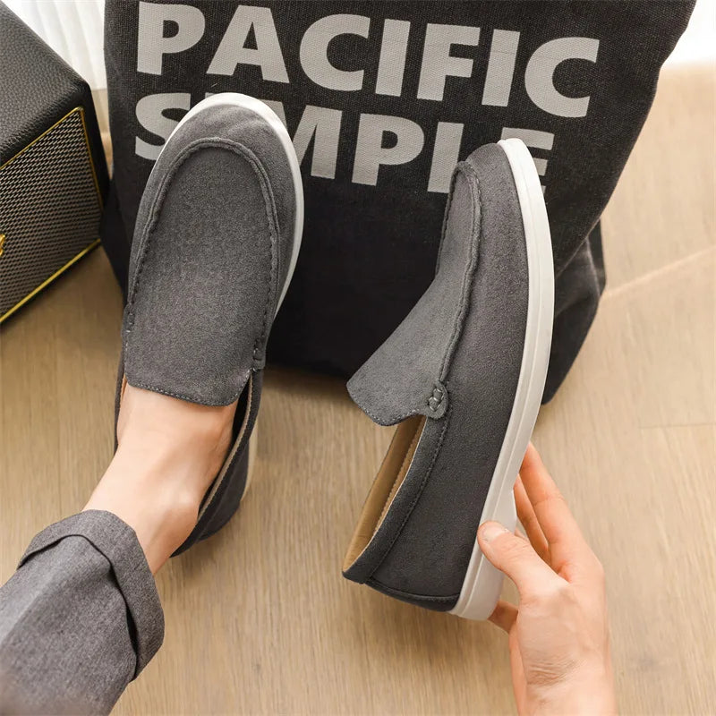 Textured Matte Slip-On Loafers for Men