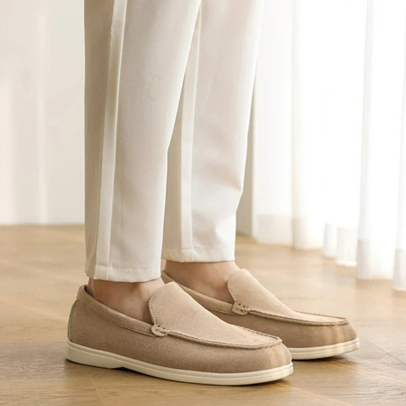 Textured Matte Slip-On Loafers for Men