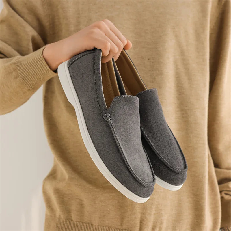 Textured Matte Slip-On Loafers for Men
