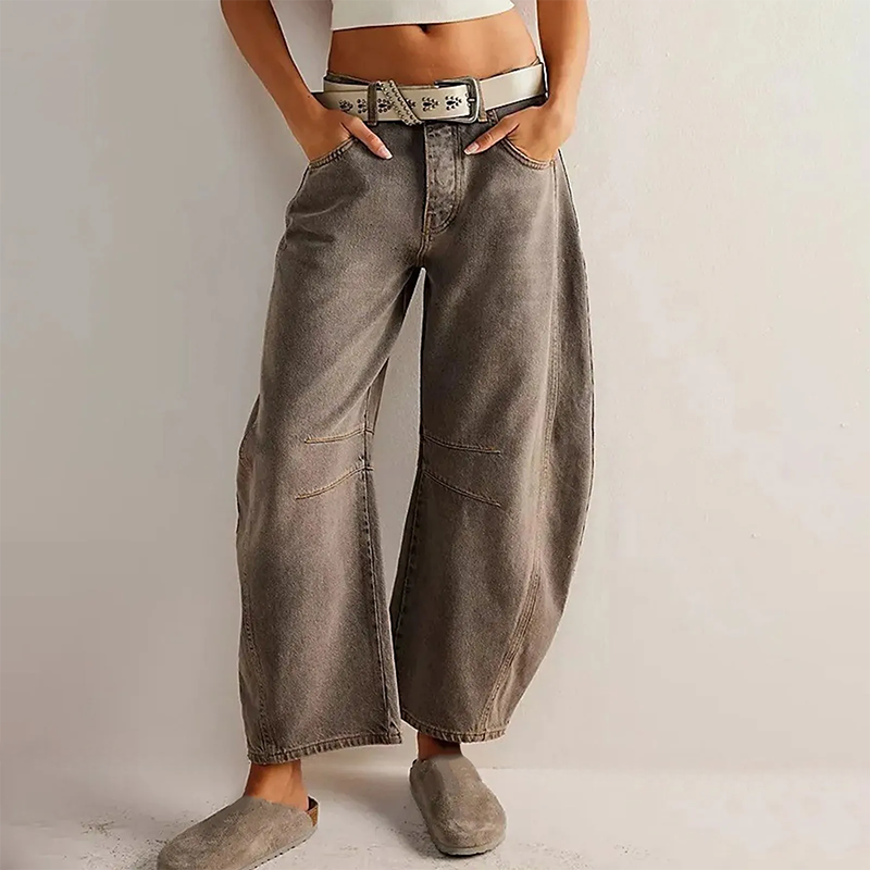 Textured Wide-Leg Trousers for Women