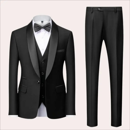 Three-Piece Business Gala Suit with Vest for Men Azzoria