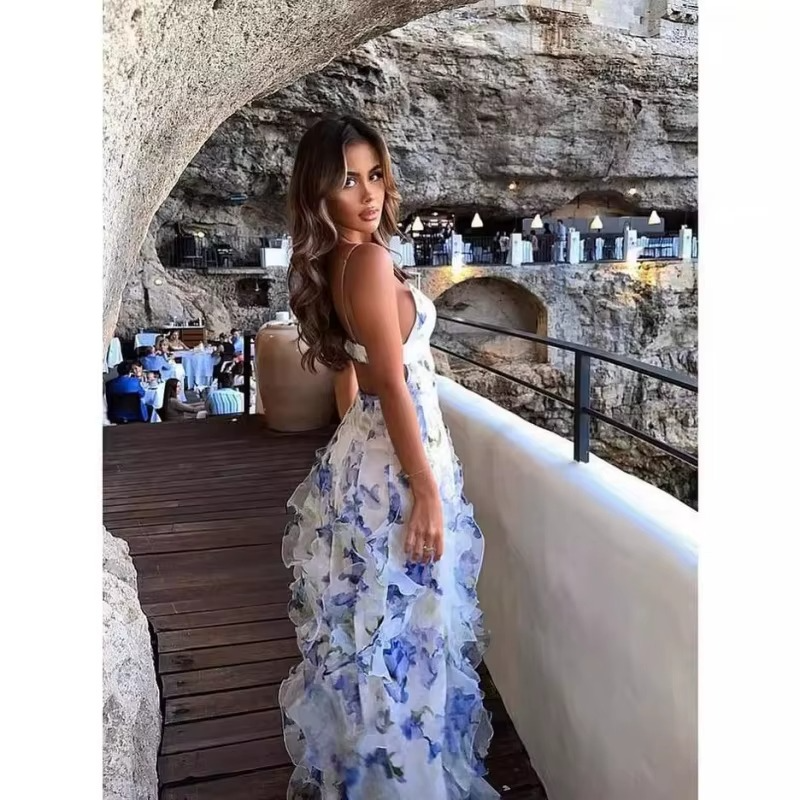 Tiered Floral Midi Dress for Women