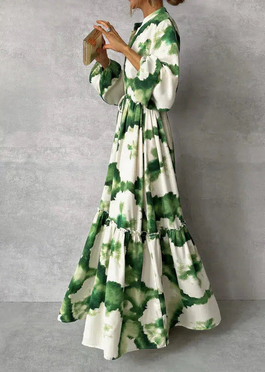 V-Neck Maxi Dress with Long Sleeves for Women