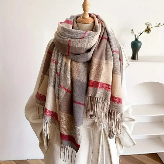 Vintage Plaid Woven Scarf for Women Azzoria