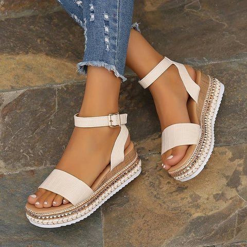 Platform Sandals Women with Textured Upper