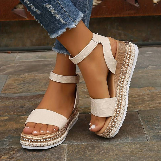 Platform Sandals Women with Textured Upper