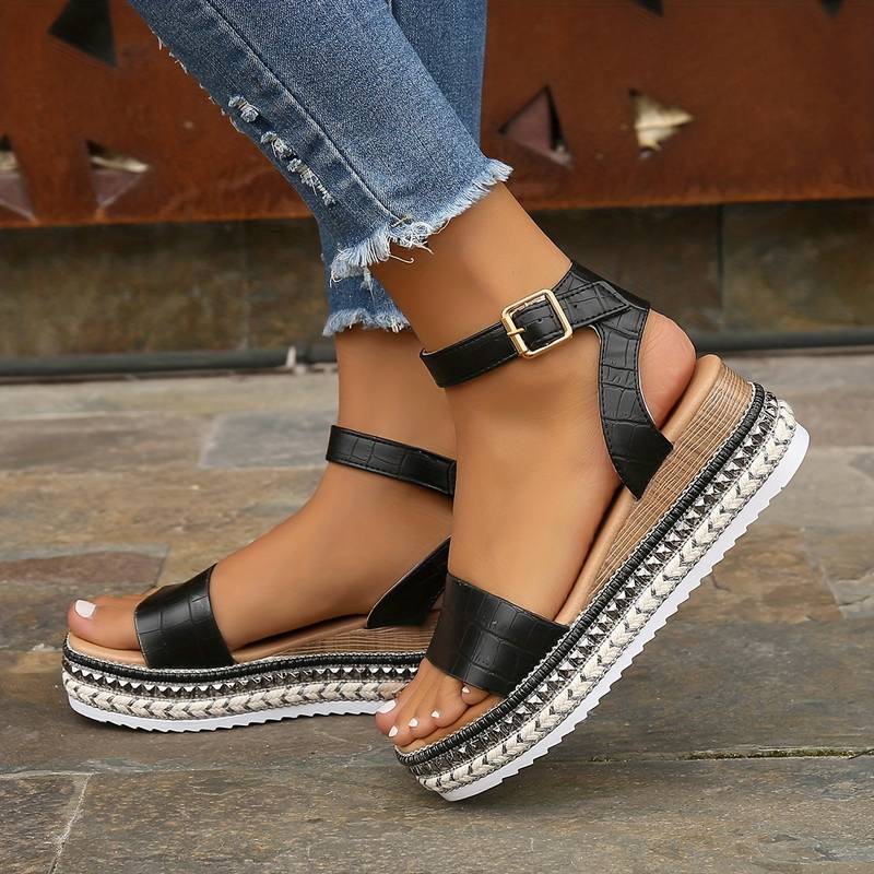 Platform Sandals Women with Textured Upper
