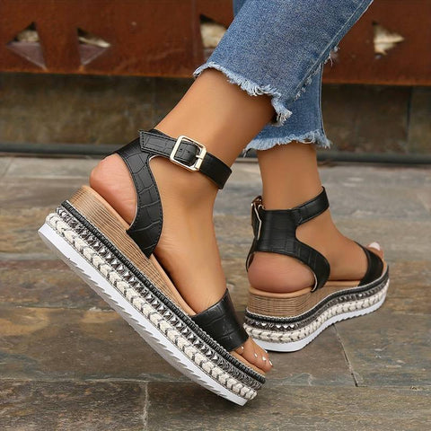 Platform Sandals Women with Textured Upper