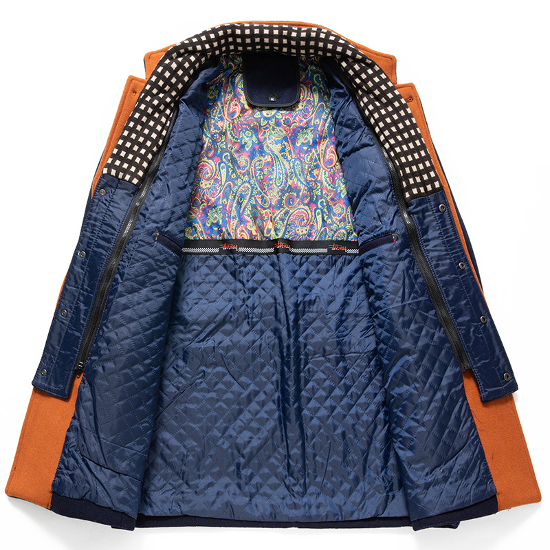 Wool Blend Quilted Coat with Collar for Men Azzoria