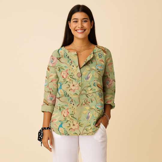 Woven Floral Blouse for Women
