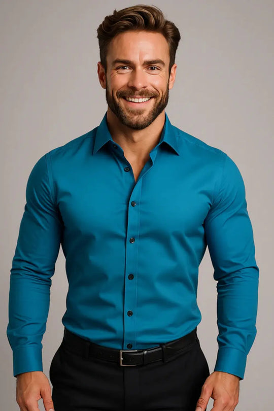 Wrinkle-Resistant Long-Sleeve Shirt for Men Azzoria