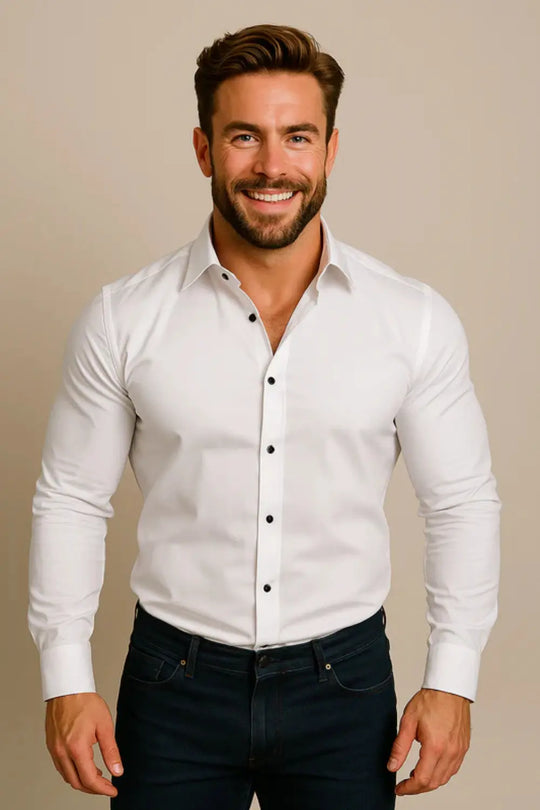 Wrinkle-Resistant Long-Sleeve Shirt for Men Azzoria