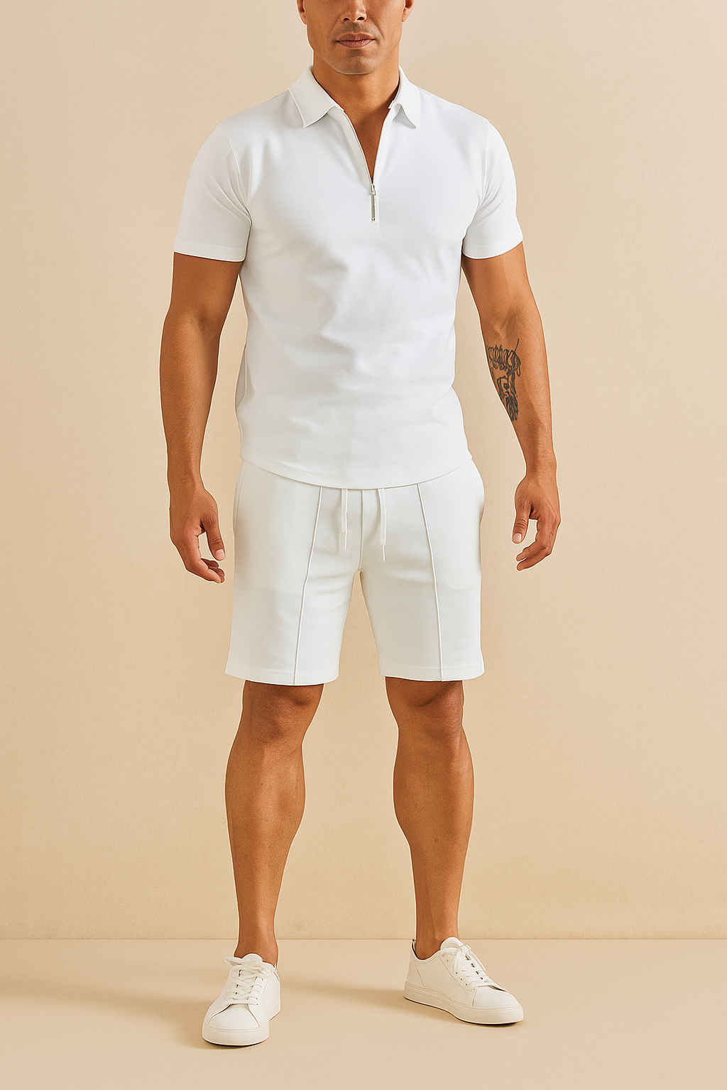 Zip Polo and Shorts Set for Men