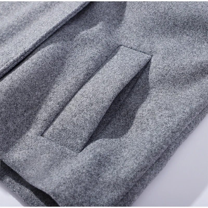 Léa - Women's Wool Blend Coat with High Collar and Double-Breasted Fastening