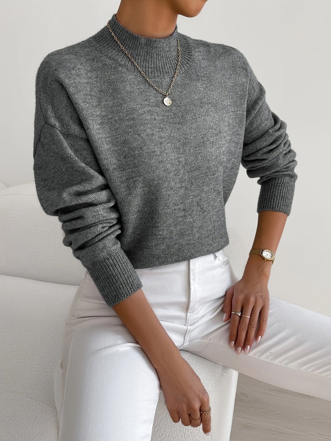 Claire – Women’s High-Neck Sweater with a Straight Fit