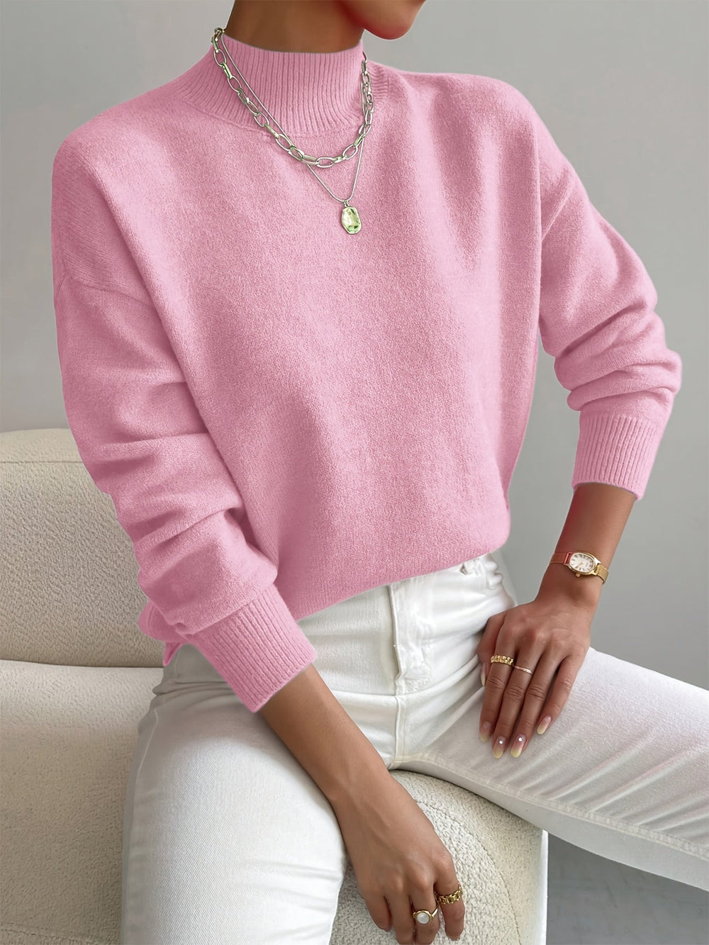 Claire – Women’s High-Neck Sweater with a Straight Fit