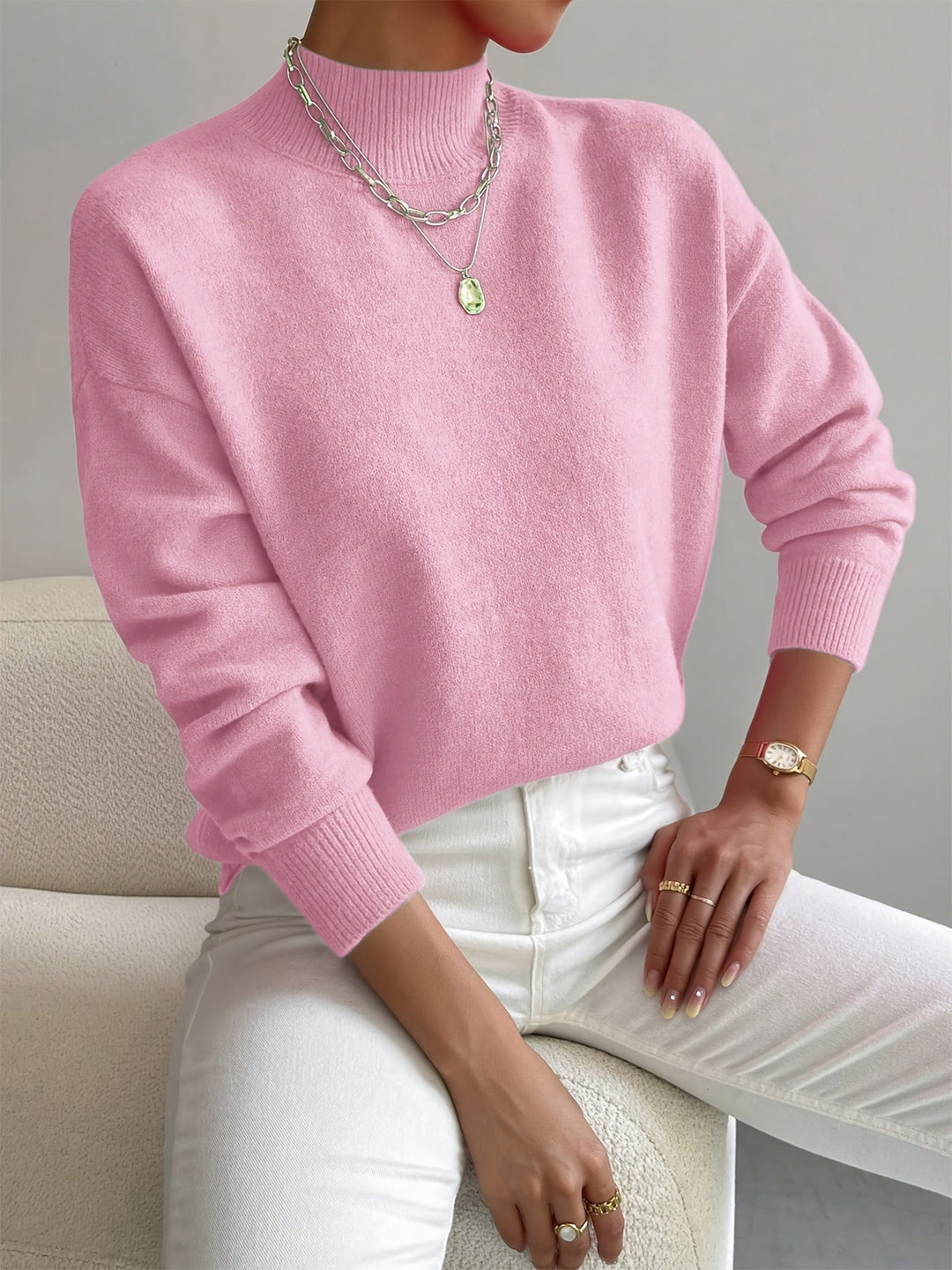 Claire – Women’s High-Neck Sweater with a Straight Fit