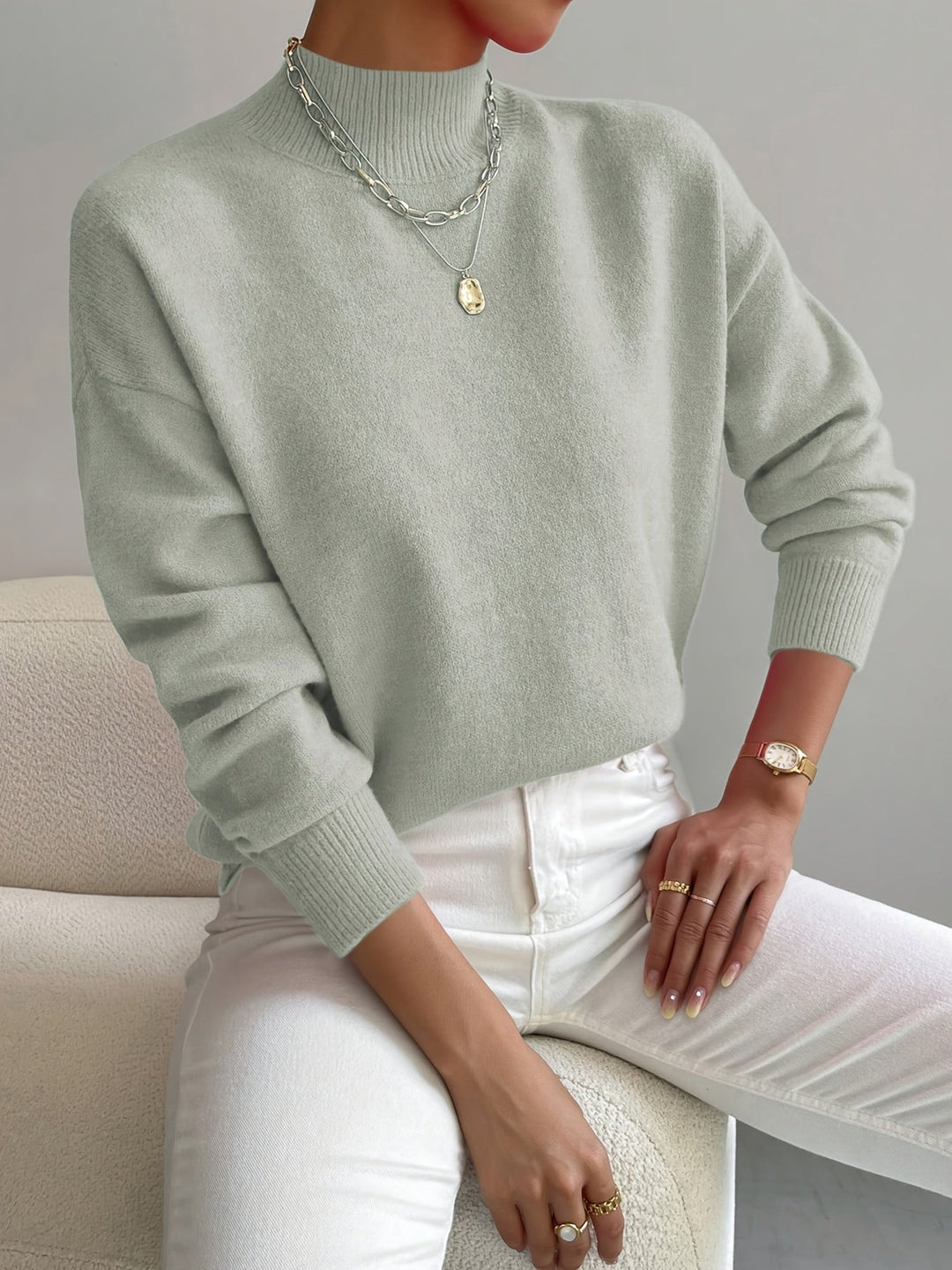 Claire – Women’s High-Neck Sweater with a Straight Fit