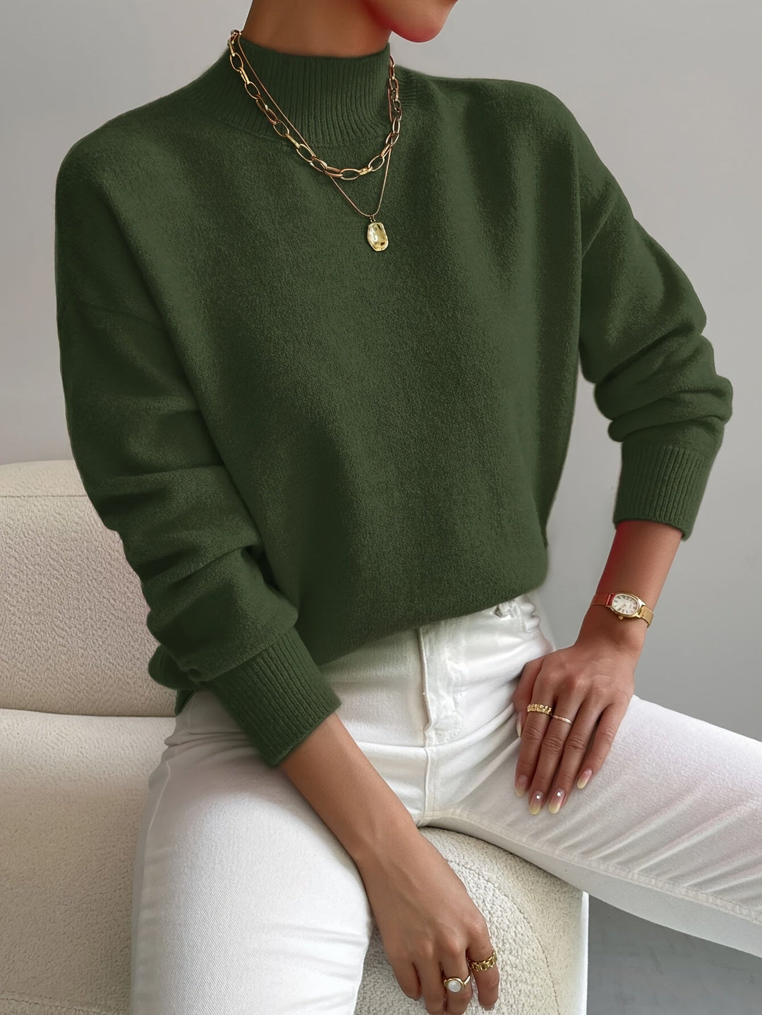 Claire – Women’s High-Neck Sweater with a Straight Fit