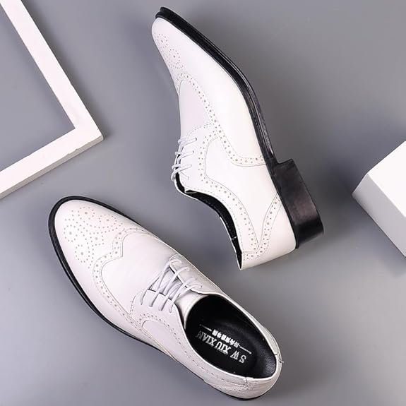 Wingtip Dress Shoes with Lace Closure and Uniform Surface for Men