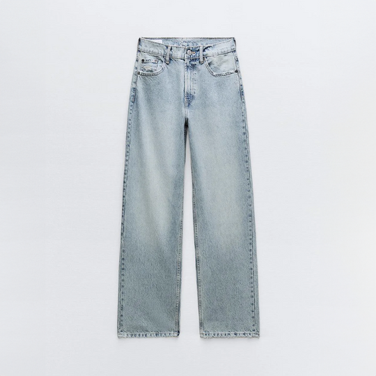 Inès - High-Waisted Vintage Jeans with Faded Effects and Rips